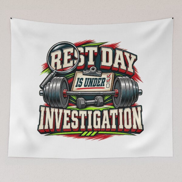 Item preview, Rest Day Is Under Investigation Gym Humor designed and sold by FZ Designs.