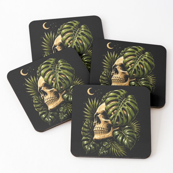 Item preview, Skull in Tropical Leaves Illustration Halloween designed and sold by rafaeltto.