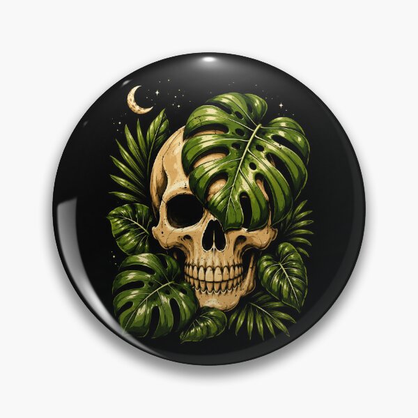 Item preview, Skull with Tropical Leaves Halloween Moon designed and sold by rafaeltto.
