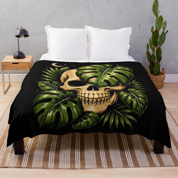 Item preview, Skull with Tropical Leaves Halloween Moon designed and sold by rafaeltto.