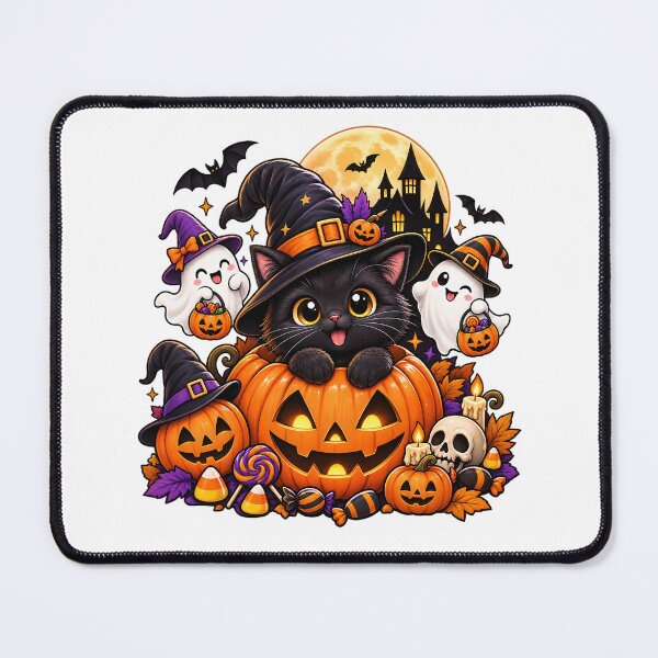 Item preview, Cute Spooky Halloween Ghost Pumpkin Black Cat PNG | Kawaii Halloween Shirt Design designed and sold by ArtZone1987.