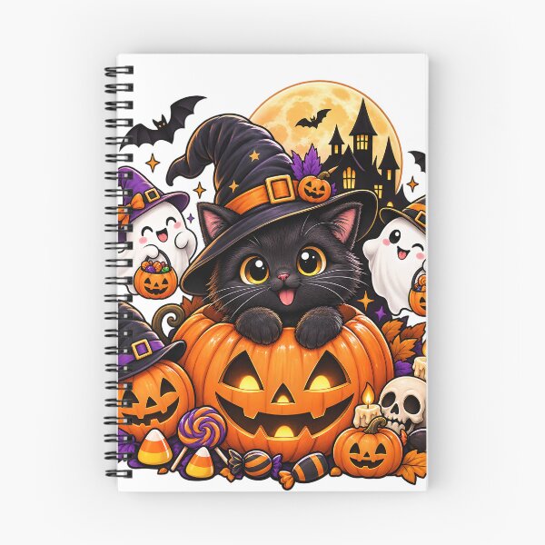 Item preview, Cute Spooky Halloween Ghost Pumpkin Black Cat PNG | Kawaii Halloween Shirt Design designed and sold by ArtZone1987.