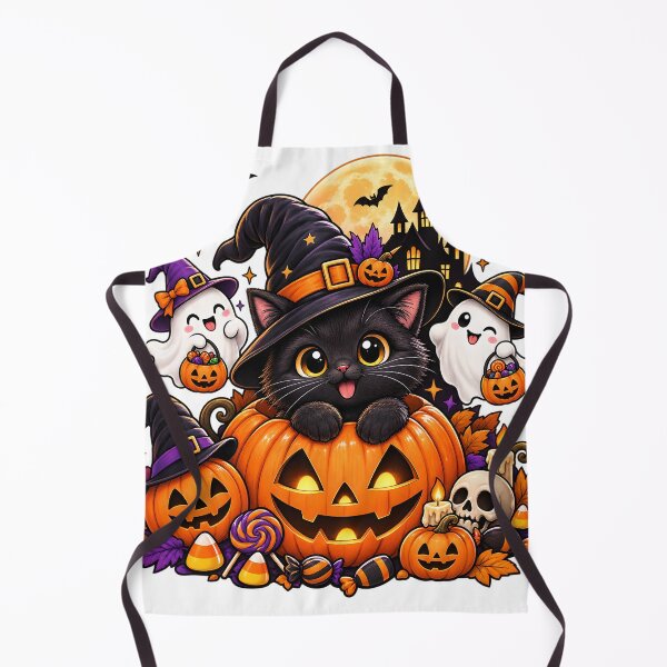 Item preview, Cute Spooky Halloween Ghost Pumpkin Black Cat PNG | Kawaii Halloween Shirt Design designed and sold by Oddly Yours Goods.