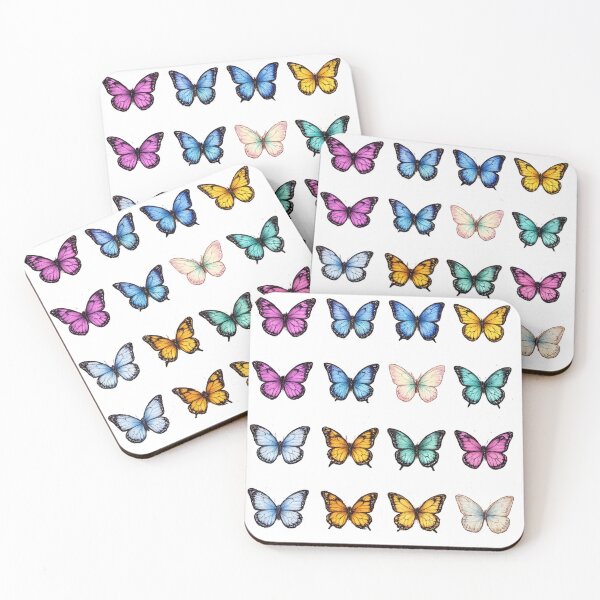 Artikelvorschau, Buntes Schmetterlings-Set im Vintage-Stil, Monarch-Pastell-Insekten-Aufkleberbogen entworfen und verkauft von Rehnair.