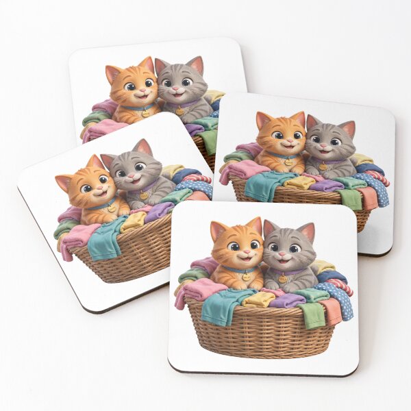 Item preview, A latte of mimos! Naran and Niebla in their little basket designed and sold by Opps-diseño.