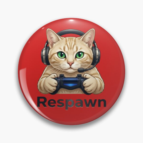 Item preview, Cute Gamer Cat with Headset Holding Controller - "Respawn" Gaming Art designed and sold by Northern Glow Art.