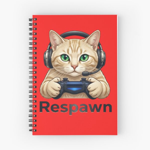 Item preview, Cute Gamer Cat with Headset Holding Controller - "Respawn" Gaming Art designed and sold by Northern Glow Art.