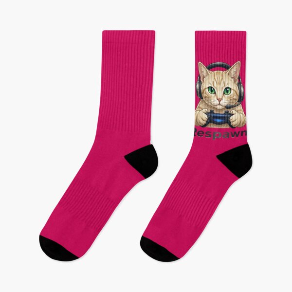 Item preview, Cute Gamer Cat with Headset Holding Controller - "Respawn" Gaming Art designed and sold by Northern Glow Art.
