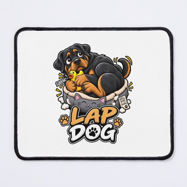 Item preview, Lap Dog Rottweiler | Funny Big Rottweiler In Cat Bed Squeaky Toy designed and sold by KnrNazimTHRE4DS.