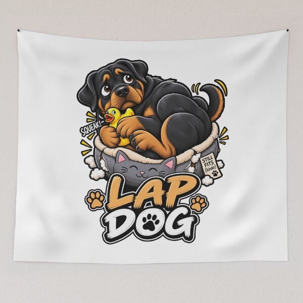 Item preview, Lap Dog Rottweiler | Funny Big Rottweiler In Cat Bed Squeaky Toy designed and sold by KnrNazimTHRE4DS.