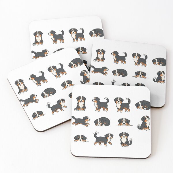 Item preview, Cute Bernese Mountain Dog Puppy Poses Tricolor Dog Aesthetic Sticker pack Sheet designed and sold by Rehnair.