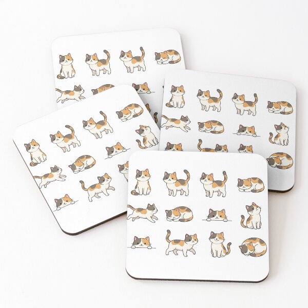 Item preview, Cute Calico Cat Collection Cute Kitten Poses Pastel Aesthetic Sticker pack Sheet designed and sold by Rehnair.