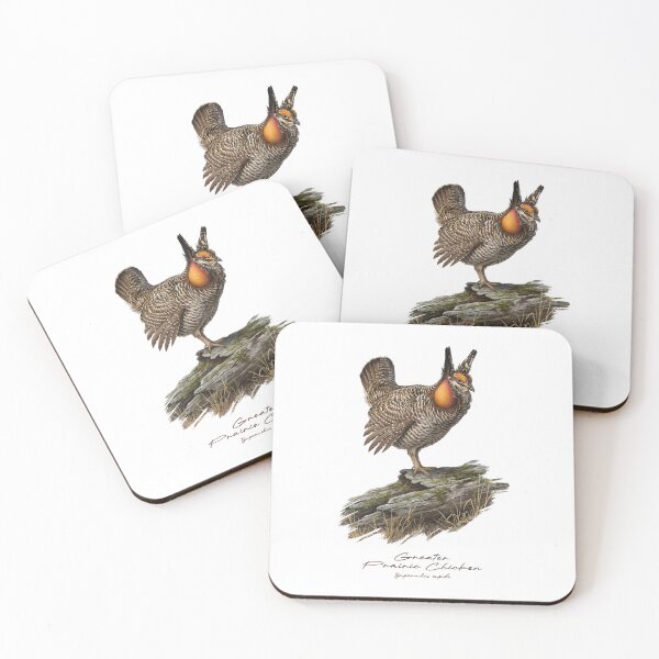 Item preview, Greater Prairie Chicken on Mossy Log Bird Illustration designed and sold by Takeda-art.