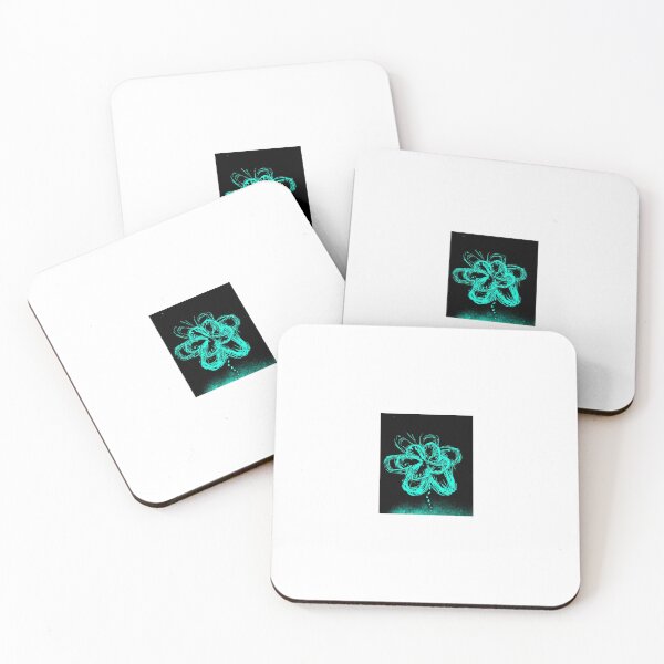 Item preview, Neon Cyan Dripping Flower on Black designed and sold by NylaInnerBloom.