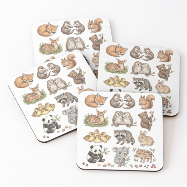Item preview, Cute Baby Forest Animals Watercolor Set Cute Nursery Wildlife Aesthetic Sticker pack Sheet designed and sold by Rehnair.