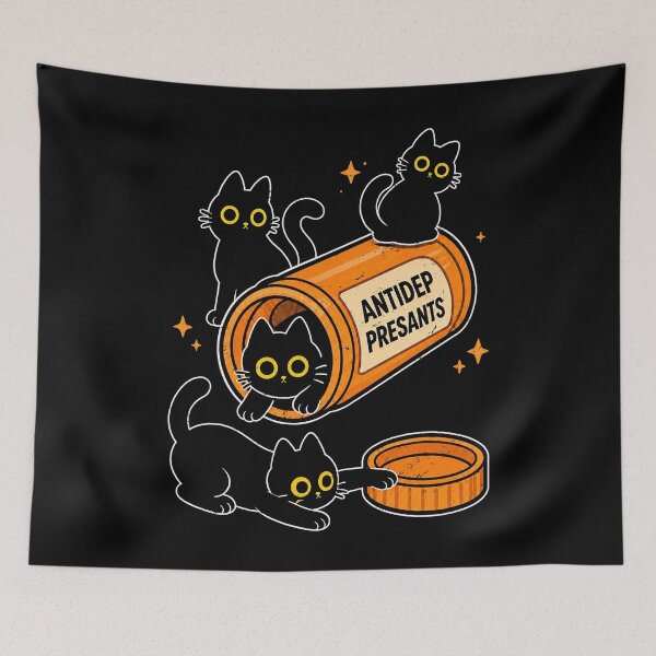 Item preview, Playful black cats with a twist on antidepressants designed and sold by rafaeltto.