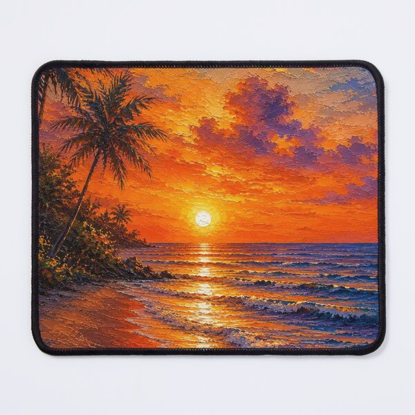 Item preview, Natai Beach Sunset, Beautiful Golden Hour Impasto Oil Painting designed and sold by BlossoraStudio.