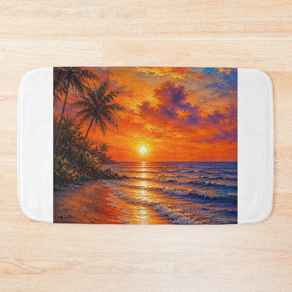 Item preview, Natai Beach Sunset, Beautiful Golden Hour Impasto Oil Painting designed and sold by BlossoraStudio.