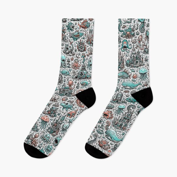 Item preview, Cute Underwater Monster Doodle Pattern designed and sold by i-corp.