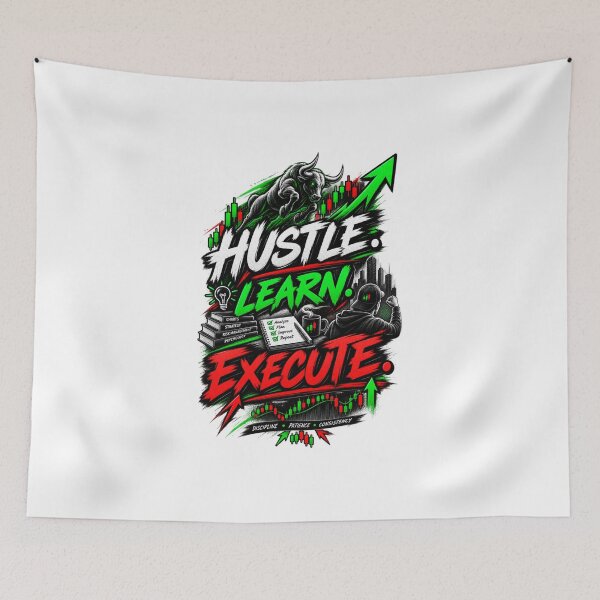 Item preview, Hustle Learn Execute Trading Motivation designed and sold by NovaMoodCo.