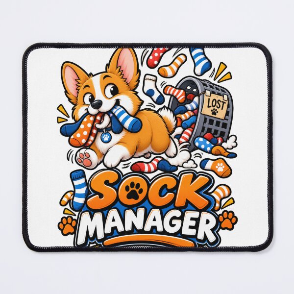 Item preview, Sock Manager Corgi | Funny Corgi Sock Thief Lost Socks Dog designed and sold by KnrNazimTHRE4DS.