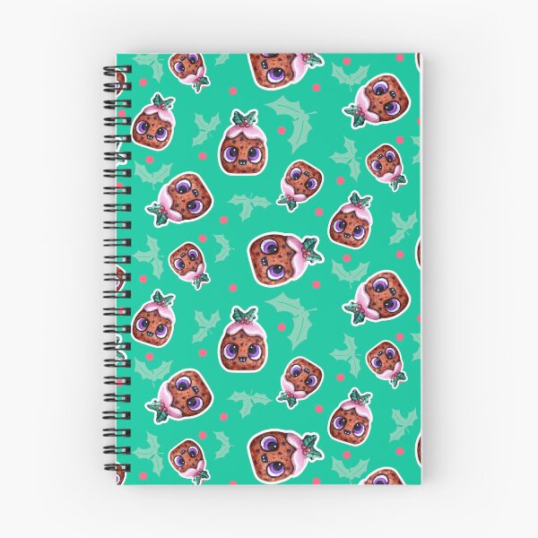 Item preview, Cute Christmas Pudding Pattern on Green with Holly designed and sold by TurquoiseChicken.