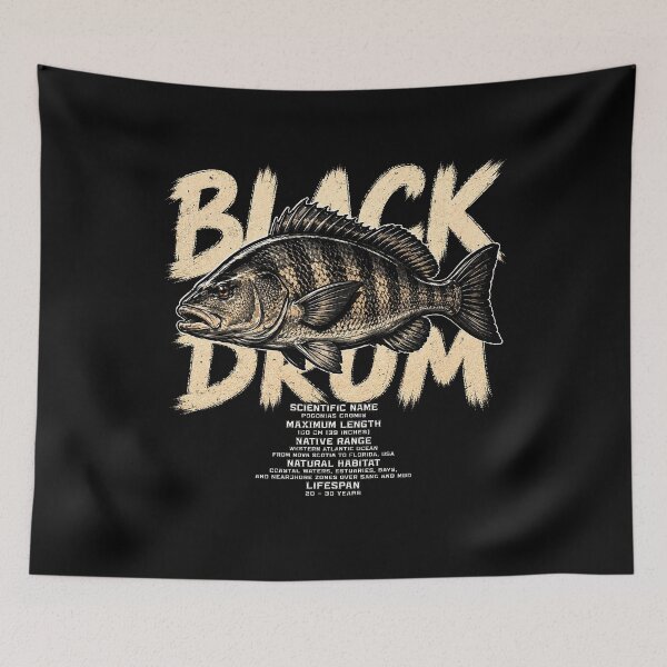 Item preview, Detailed black drum fish illustration for ocean lovers designed and sold by rafaeltto.