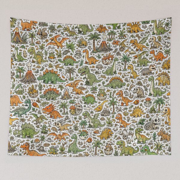 Item preview, Prehistoric Cute Monster Doodle Pattern designed and sold by i-corp.