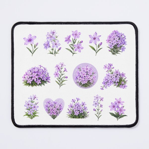 Item preview, Purple Creeping Phlox Wildflowers Botanical Set Aesthetic Sticker pack Sheet designed and sold by Rehnair.