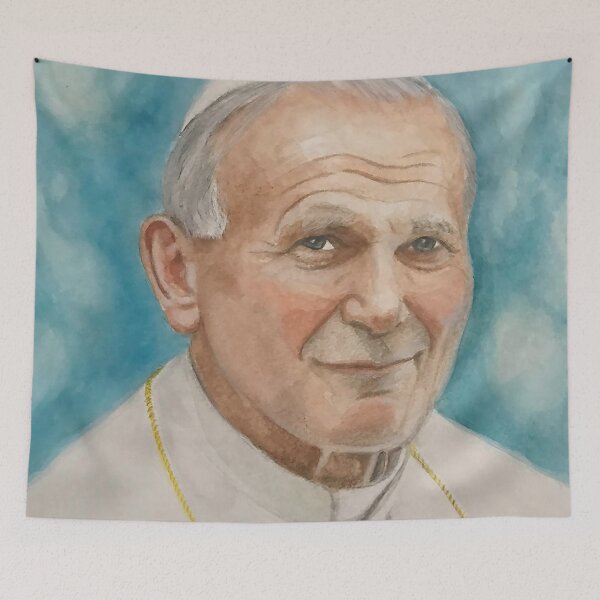 Item preview, Pope John Paul II Watercolor Portrait Print – Hand-Painted Religious Icon Art designed and sold by ConorKeeganArt.