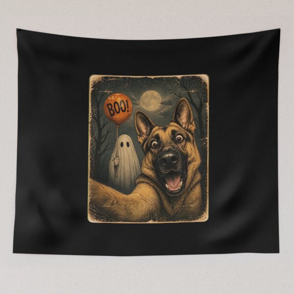 Item preview, German Shepherd Funny Halloween Boo Dog Selfie Ghost designed and sold by felixpalette.