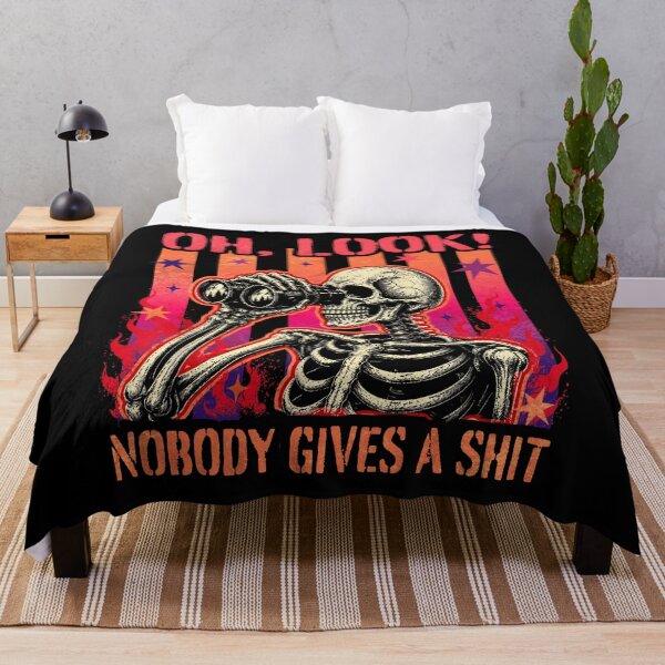Item preview, Oh Look Nobody Gives A Shit Trendy Skeleton Meme designed and sold by elongatedjazz.