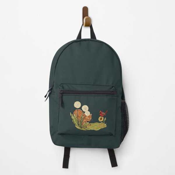Item preview, Whimsical Cat and Red Cardinal in Dandelion Field Illustration designed and sold by LeshanArt.