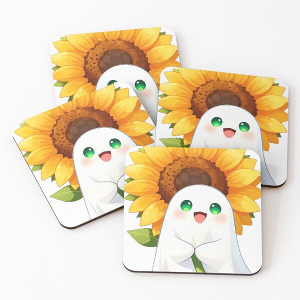 Item preview, Cute Ghost Holding Big Blooming Sunflower Icon designed and sold by pumsquare.