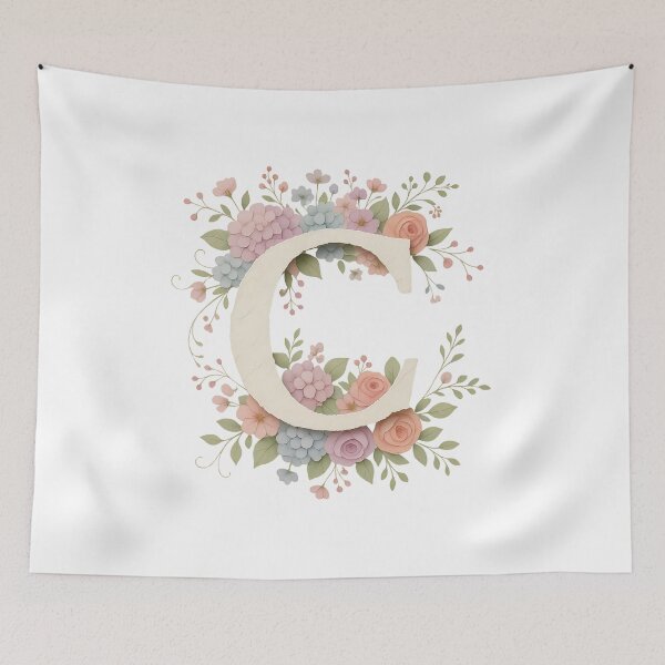 Item preview, Cream Letter C Floral Monogram designed and sold by ITCHAWAWAA.