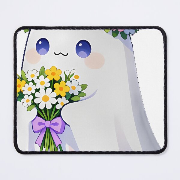 Item preview, Cute Ghost with Flower Crown and Daisy Bouquet Icon designed and sold by pumsquare.