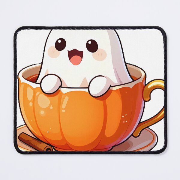 Item preview, Cute Ghost Peeking from Vintage Pumpkin Teacup Icon designed and sold by pumsquare.