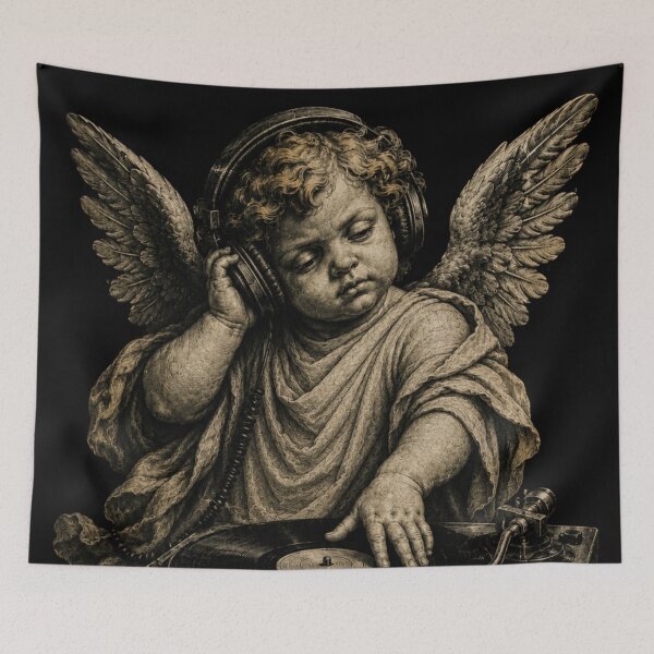 Item preview, Renaissance DJ Cherub Spinning Vinyl – Vintage Classical Art. designed and sold by SaraSumi.