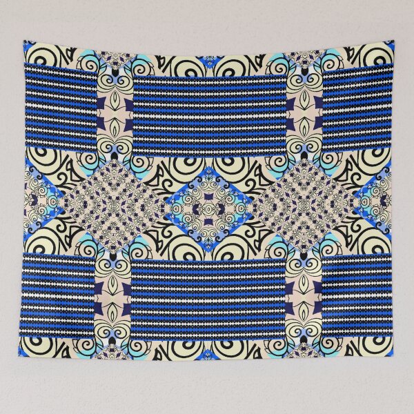 Item preview, Azure Mosaic – Blue and Ivory Geometric African Pattern designed and sold by Chamalion.