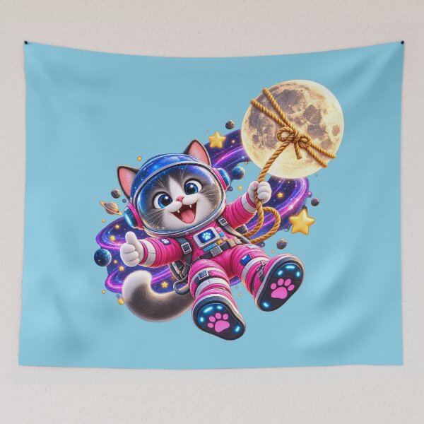 Item preview, Space Kitty Floating in a Purple Galaxy designed and sold by ARabbitHole.