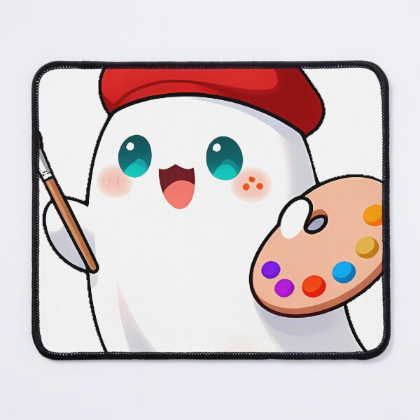 Item preview, Cute Ghost Artist with Paintbrush and Wooden Palette Icon designed and sold by pumsquare.