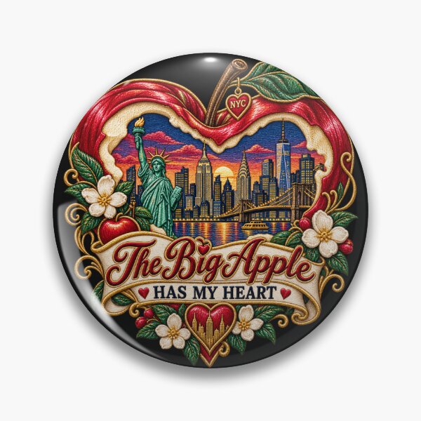 Item preview, Big Apple Has My Heart Embroidery – New York City Skyline Love Design designed and sold by Emoji Emblems.