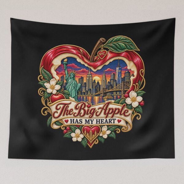 Item preview, Big Apple Has My Heart Embroidery – New York City Skyline Love Design designed and sold by Emoji Emblems.