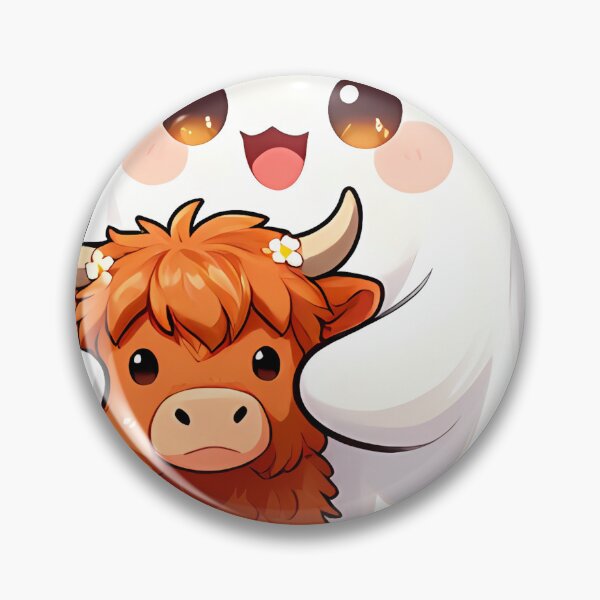 Item preview, Cute Ghost with Baby Highland Cow Icon designed and sold by pumsquare.