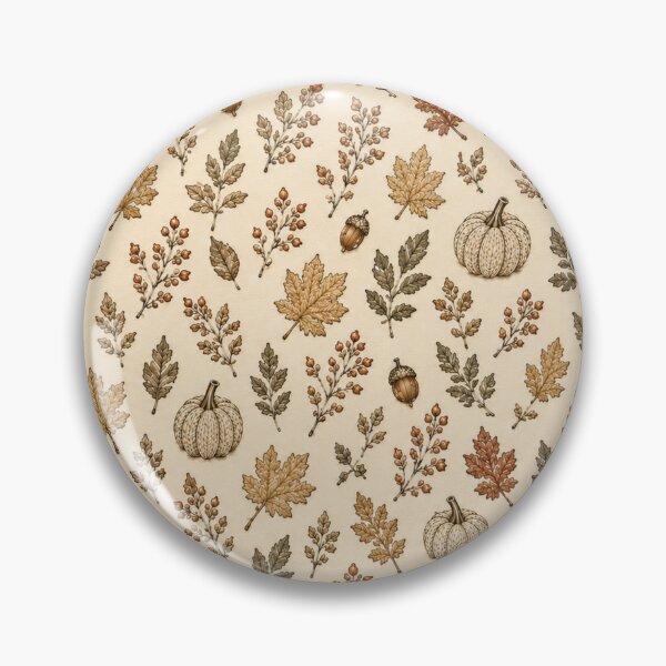 Item preview, Cozy Neutral Autumn – Elegant Fall Leaves & Pumpkins Pattern designed and sold by HO•Designs.
