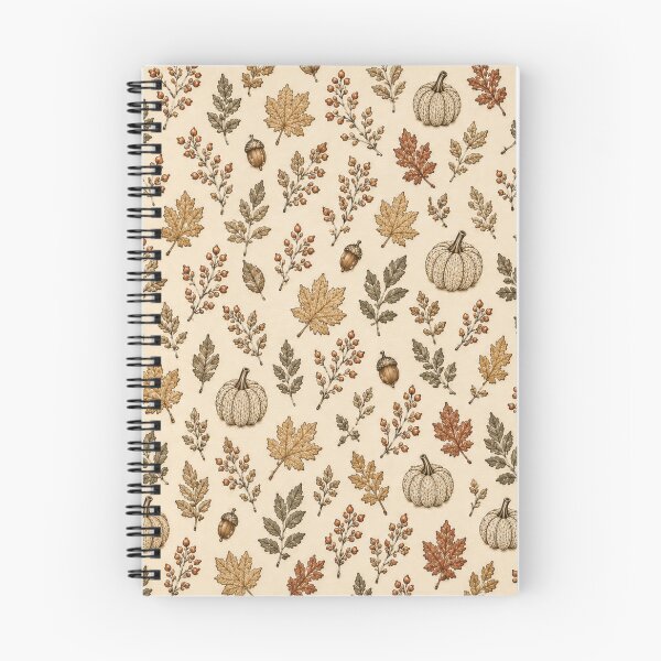 Item preview, Cozy Neutral Autumn – Elegant Fall Leaves & Pumpkins Pattern designed and sold by HO•Designs.