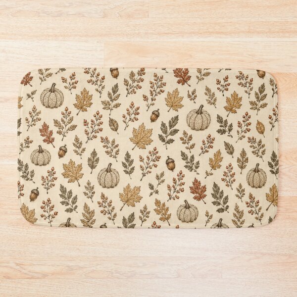 Item preview, Cozy Neutral Autumn – Elegant Fall Leaves & Pumpkins Pattern designed and sold by HO•Designs.