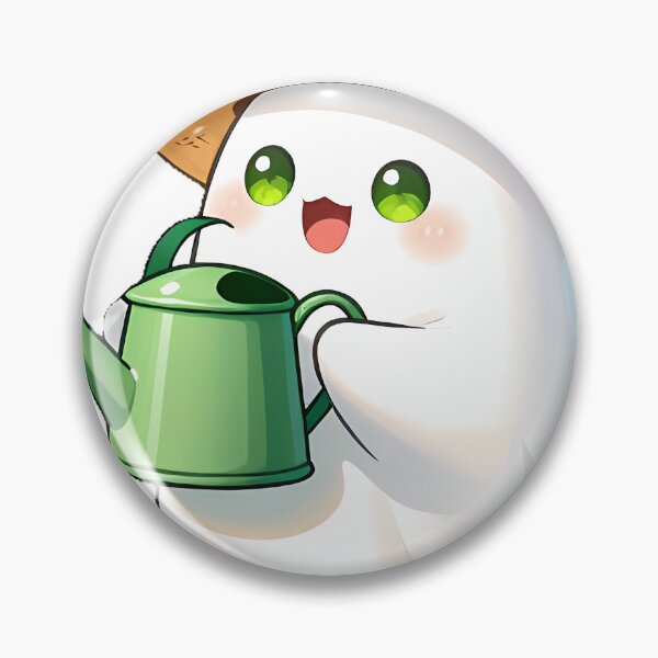 Item preview, Cute Ghost Gardener with Green Watering Can Icon designed and sold by pumsquare.
