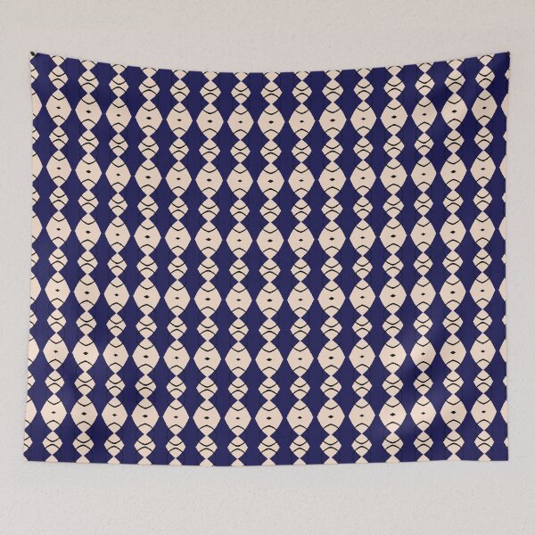 Aperçu de l'œuvre Entrelacs Indigo – Motif géométrique africain bleu nuit et ivoire créée et vendue par Chamalion.