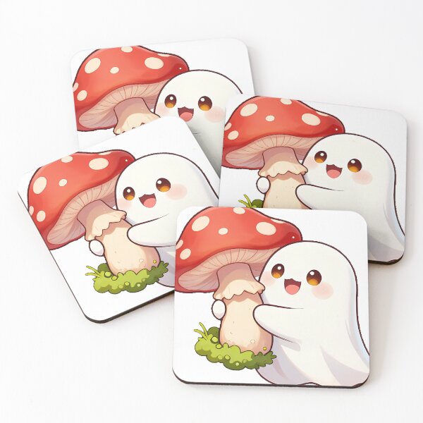 Item preview, Cute Ghost Hugging Red Polka Dot Mushroom Icon designed and sold by pumsquare.